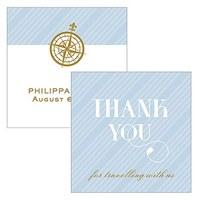 Vintage Travel Square Favour Tag - Thank You