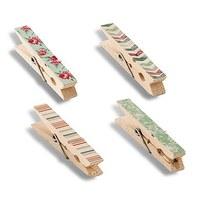 Vintage Wooden Clothespins with English Garden Pattern