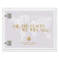 Vintage Travel Personalised Wedding Guest Book with Clear Acrylic Cover