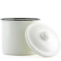 vintage white enamelware canister with lid favour