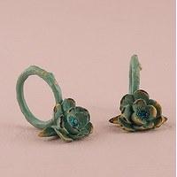 vintage floral napkin ring with distressed finish and jewel accents se ...