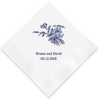 Vintage Floral Printed Paper Napkins - Dinner - Rectangular Fold Purple