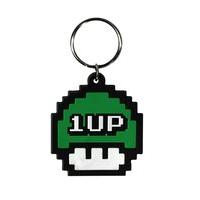 Video Game Power-up 1 Up Green Mushroom Rubber Keychain