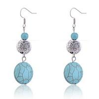 Vintage Turqoise Butterfly Carve Round Earrings