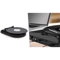 Vinyl to MP3 Converter - Black USB Turntable with Integrated Speakers
