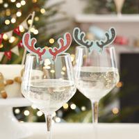 Vintage Noel Antler Glass Decorations