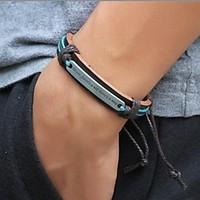 Vintage 24cm Men\'s Brown Leather Bracelet (1 Pc) Jewelry Christmas Gifts