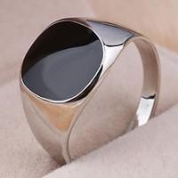 Vintage Contracted Alloy Square Black Oil Men\'s Statement Ring Jewelry Christmas Gifts