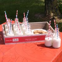Vintage School Milk Produce Tray with School Milk Bottles