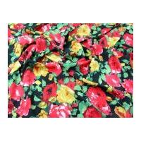 Vibrant Florals Print Microfibre Dress Fabric Red