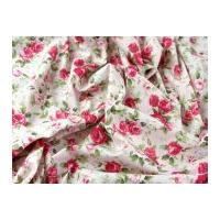 Vintage Style Pastel Floral Print Cotton Poplin Dress Fabric Pink