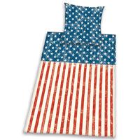 Vintage Stars and Stripes American Flag Single Duvet Cover & Pillowcase Set