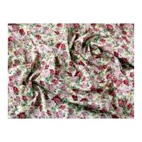 Vintage Style Floral Print Linen Look Cotton Dress Fabric Cream