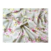 Vintage Style Pastel Floral Print Cotton Poplin Dress Fabric Grey