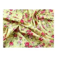 Vintage Style Pastel Floral Print Cotton Poplin Dress Fabric Lemon