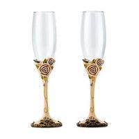 Vintage Rose Wedding Champagne Flutes