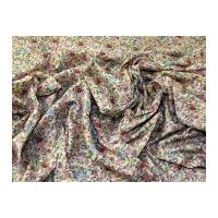 Vintage Style Floral Print Fine Cotton Voile Dress Fabric Beige