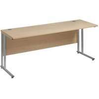 Vistro Slimline Rectangular Desk - Silver Cantilever Leg W 1600mm x D 600mm x H 725mm Oak