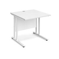 vistro rectangular desk white cantilever leg white 800mm