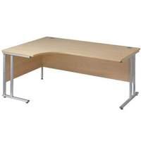 Vistro Ergonomic Desk - Silver Cantilever Leg W 1600mm x D 1200mm x H 725mm Right Handed Beech