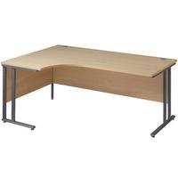 Vistro Ergonomic Desk - Graphite Cantilever Leg 1400mm Left Handed Beech