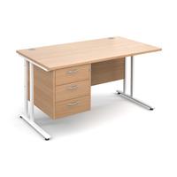 vistro rectangular single pedestal desk white cantilever leg beech 140 ...