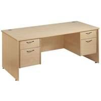 Vistro Rectangular Double Pedestal Desk - Panel End Leg 1600mm Oak 2 x 3 Drawer Units