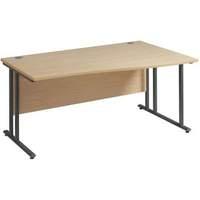 Vistro Wave Desk - Graphite Cantilever Leg W 1600mm x D 990mm x H 725mm Left Handed Oak