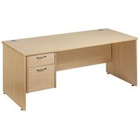 Vistro Rectangular Single Pedestal Desk - Panel End Leg 1200mm Beech 2 Drawers