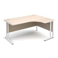 Vistro Ergonomic Desk - White Cantilever Leg Maple Right Handed 1600mm