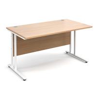 Vistro Rectangular Desk - White Cantilever Leg Beech 1400mm