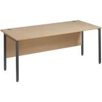 Vistro Rectangular Desk - Graphite H Leg 1800mm Beech