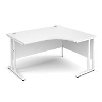 vistro ergonomic desk white cantilever leg white right handed 1400mm