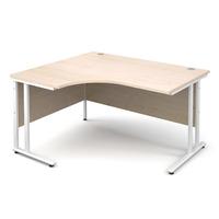 Vistro Ergonomic Desk - White Cantilever Leg Maple Left Handed 1400mm