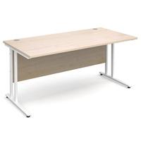 vistro rectangular desk white cantilever leg maple 1600mm