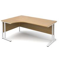 Vistro Ergonomic Desk - White Cantilever Leg Oak Left Handed 1800mm