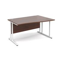 vistro wave desk white cantilever leg walnut right handed 1400mm