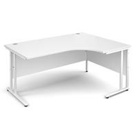 vistro ergonomic desk white cantilever leg white right handed 1600mm