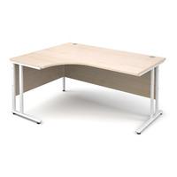 Vistro Ergonomic Desk - White Cantilever Leg Maple Left Handed 1600mm