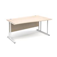 Vistro Wave Desk - White Cantilever Leg Maple Right Handed 1600mm