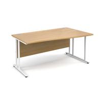 Vistro Wave Desk - White Cantilever Leg Oak Right Handed 1600mm