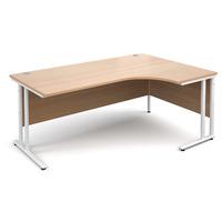 Vistro Ergonomic Desk - White Cantilever Leg Beech Right Handed 1800mm