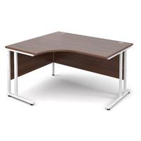 Vistro Ergonomic Desk - White Cantilever Leg Walnut Left Handed 1400mm