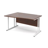 vistro wave desk white cantilever leg walnut left handed 1400mm