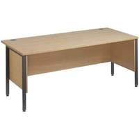 Vistro Rectangular Desk - Graphite H Leg With Modesty Panels W 1400mm x D 800mm x H 725mm Beech