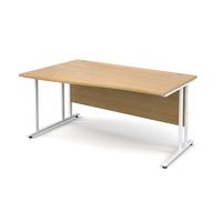 vistro wave desk white cantilever leg oak left handed 1600mm