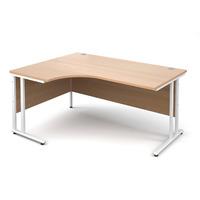 Vistro Ergonomic Desk - White Cantilever Leg Beech Left Handed 1600mm