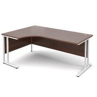 Vistro Ergonomic Desk - White Cantilever Leg Walnut Left Handed 1800mm