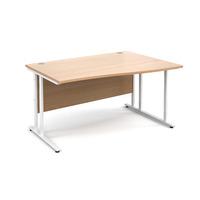 Vistro Wave Desk - White Cantilever Leg Beech Right Handed 1400mm