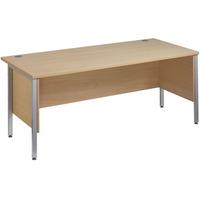 Vistro Rectangular Desk - Silver H Leg With Modesty Panels W 1800mm x D 800mm x H 725mm White